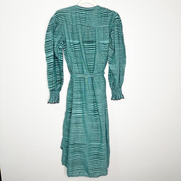 Ulla Johnson Womens Dress Fiora Ruffle Midi Poplin Allover Print Green Size 2 - Picture 8 of 10